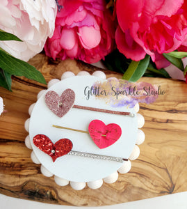 Heart & Crown Bobby Pin Sliders Steel Rule Die for appliques or snap clips