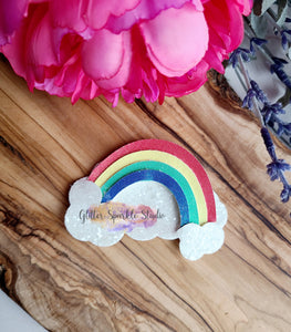 Rainbow Tucked In Clouds Steel Rule Die for appliques or snap clips