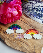 Load image into Gallery viewer, 3 Stripe Rainbow &amp; Clouds Steel Rule Die for appliques or snap clips