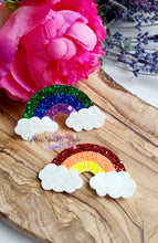 Load image into Gallery viewer, 3 Stripe Rainbow &amp; Clouds Steel Rule Die for appliques or snap clips