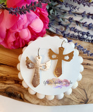 Load image into Gallery viewer, Petite Stephans Warrior Winged Cross &amp; Layered Sword Cross Earring or Pendant Steel Rule Die