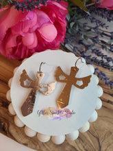 Load image into Gallery viewer, Petite Stephans Warrior Winged Cross &amp; Layered Sword Cross Earring or Pendant Steel Rule Die