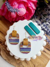 Load image into Gallery viewer, Petite version Mirrored Pair of Karmas Groovy Stacks Rounded Squares with optional Pair of Tabs Dangle Earring Steel Rule Die