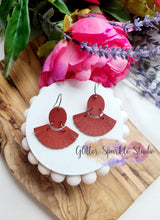 Load image into Gallery viewer, Pair of Petite Curved Fringed Fan and Oval Drop Dangle Earring or Pendant Steel Rule Die