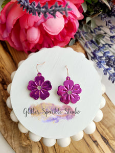Pair of Tiny Embossed Violet flower Earring Steel Rule Die