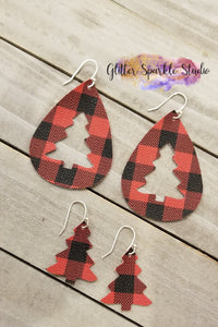 Double Layer Holiday Tree Teardrop Earrings Steel Rule Die