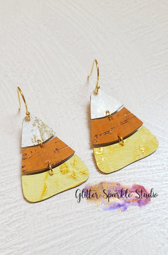 Easy Cut Pair of Petite 1.5 Inch Candy Corn Dangle Earring Steel Rule Die