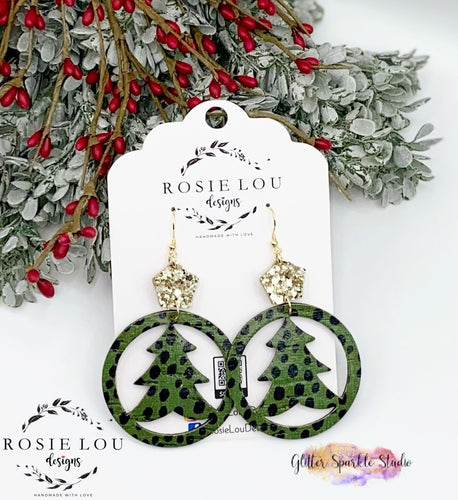 50mm Pair of Holiday Tree Hoop Dangle Earrings Steel Rule Die