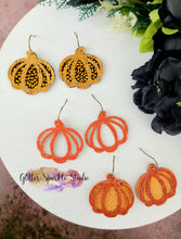 Load image into Gallery viewer, Mirrored Pair of Double Layer Pumpkin Swirl Earrings Steel Rule Die