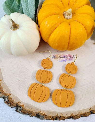 Pair of Stacked Pumpkins Embossing Dangle Earring Steel Rule Die