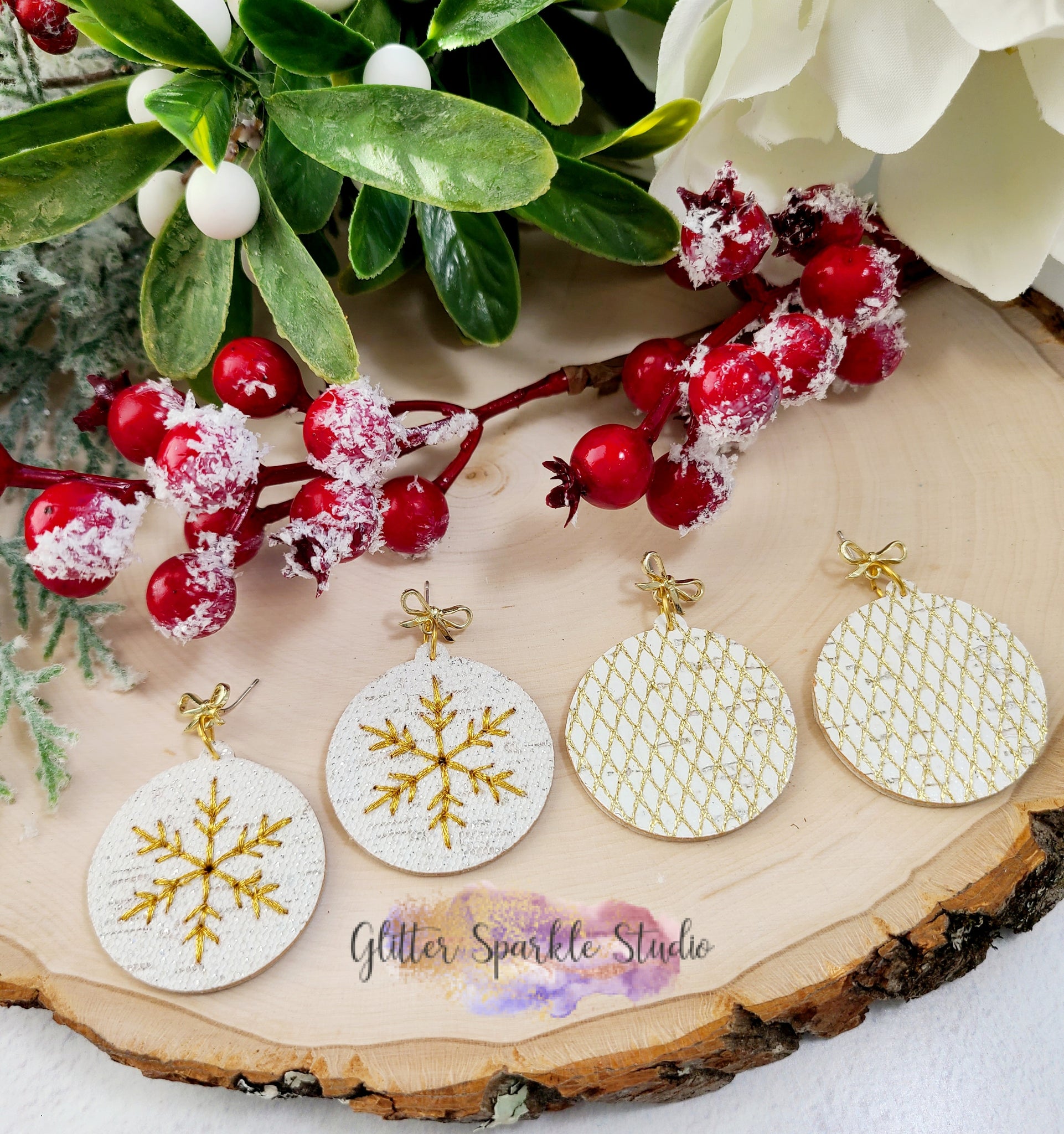 Sparkling Mini Christmas Ornaments, 8 pieces with Hooks, Pave Ball