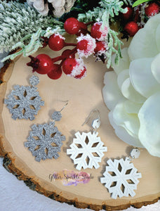 Pair of Embossed Classic Snowflake Earrings Steel Rule Die